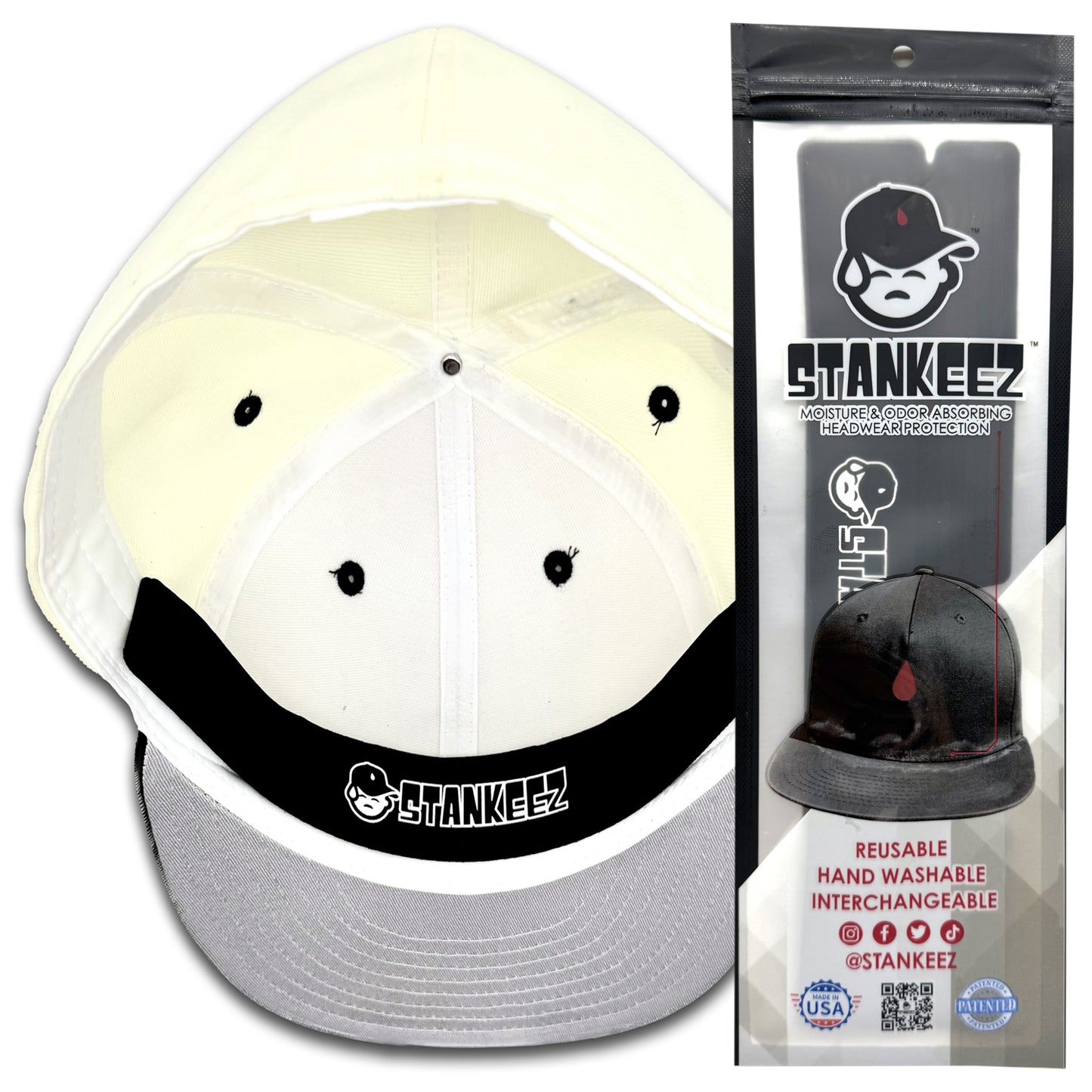 STANKEEZ black sweat-blocking liner shown in everyday streetwear hat
