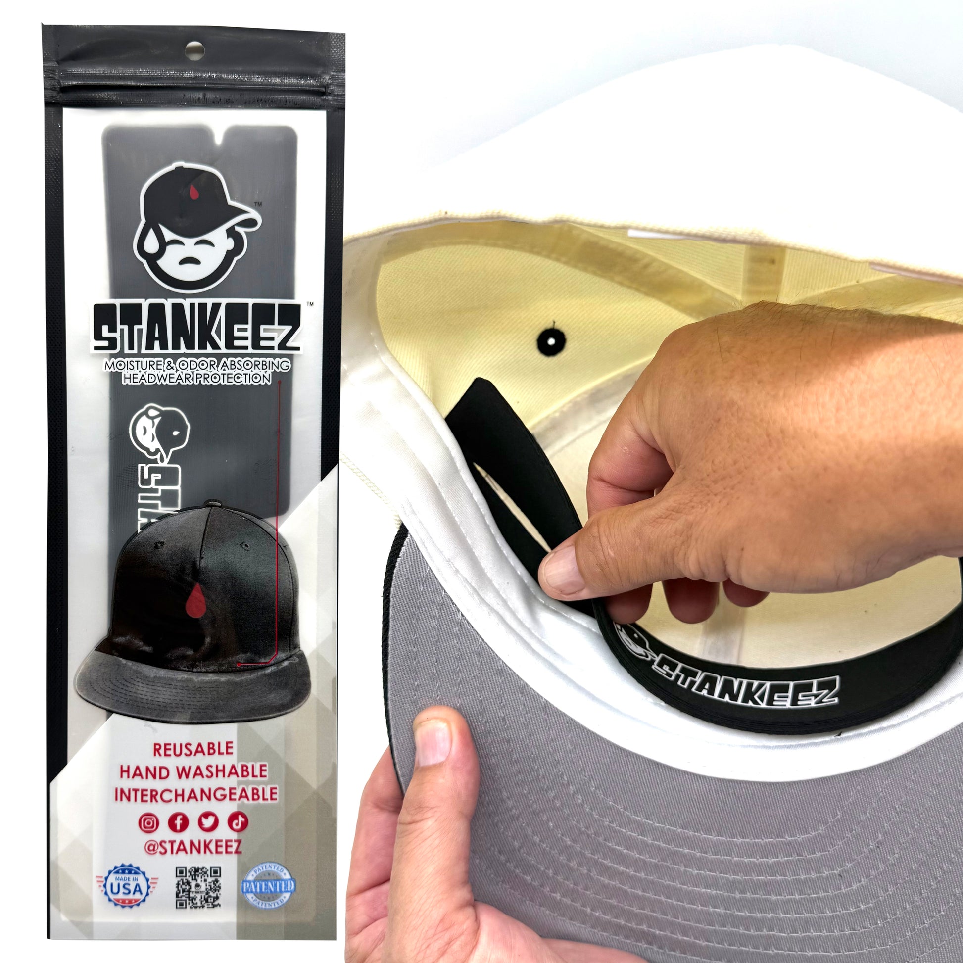 Reusable black STANKEEZ no sweat hat liners
