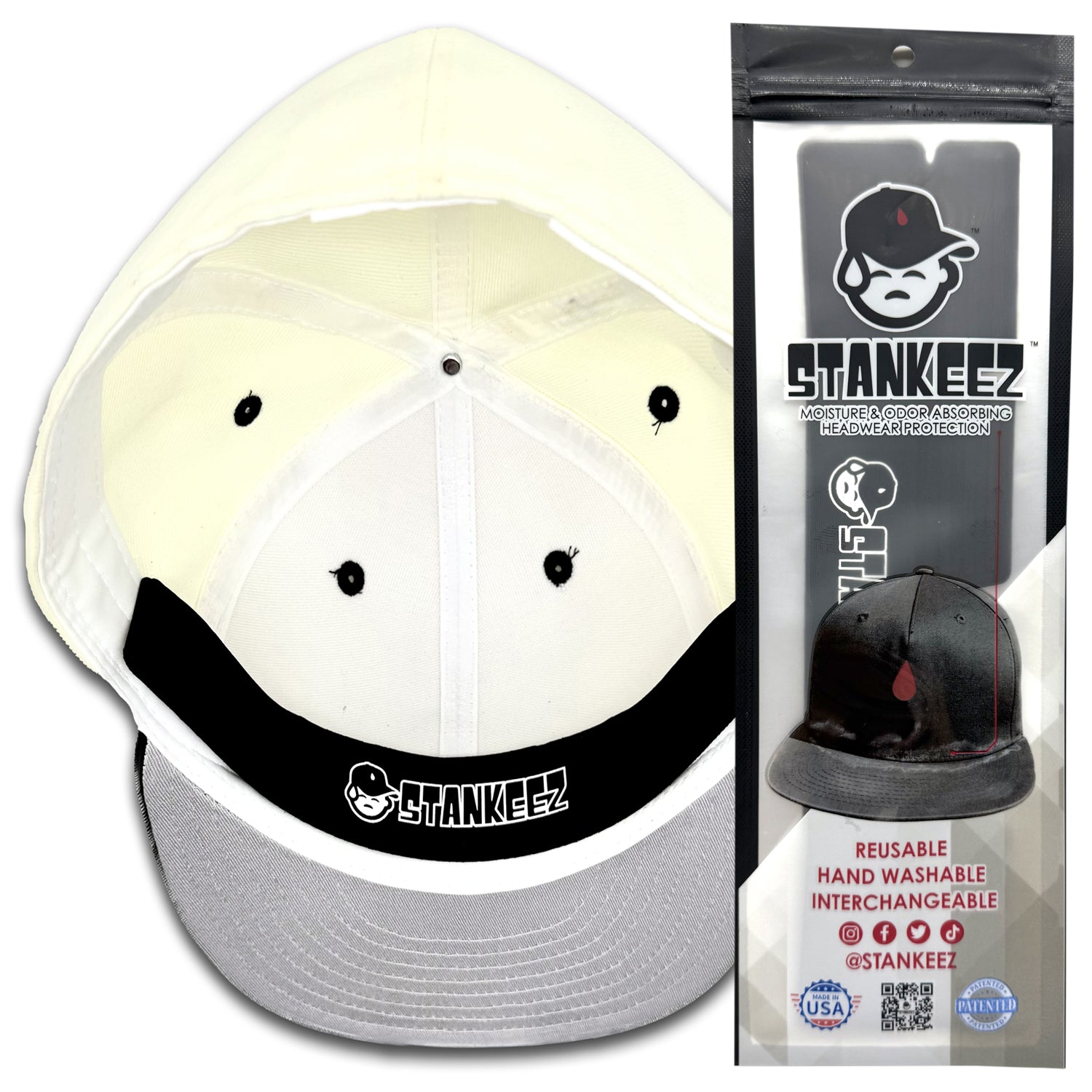 STANKEEZ black sweat-blocking liner shown in everyday streetwear hat