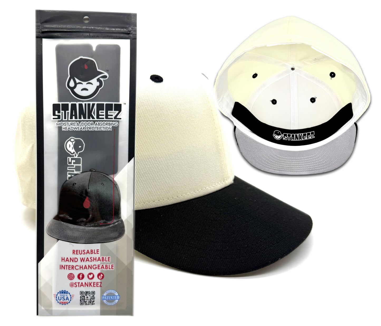 Black STANKEEZ no sweat liner inside fitted baseball cap
