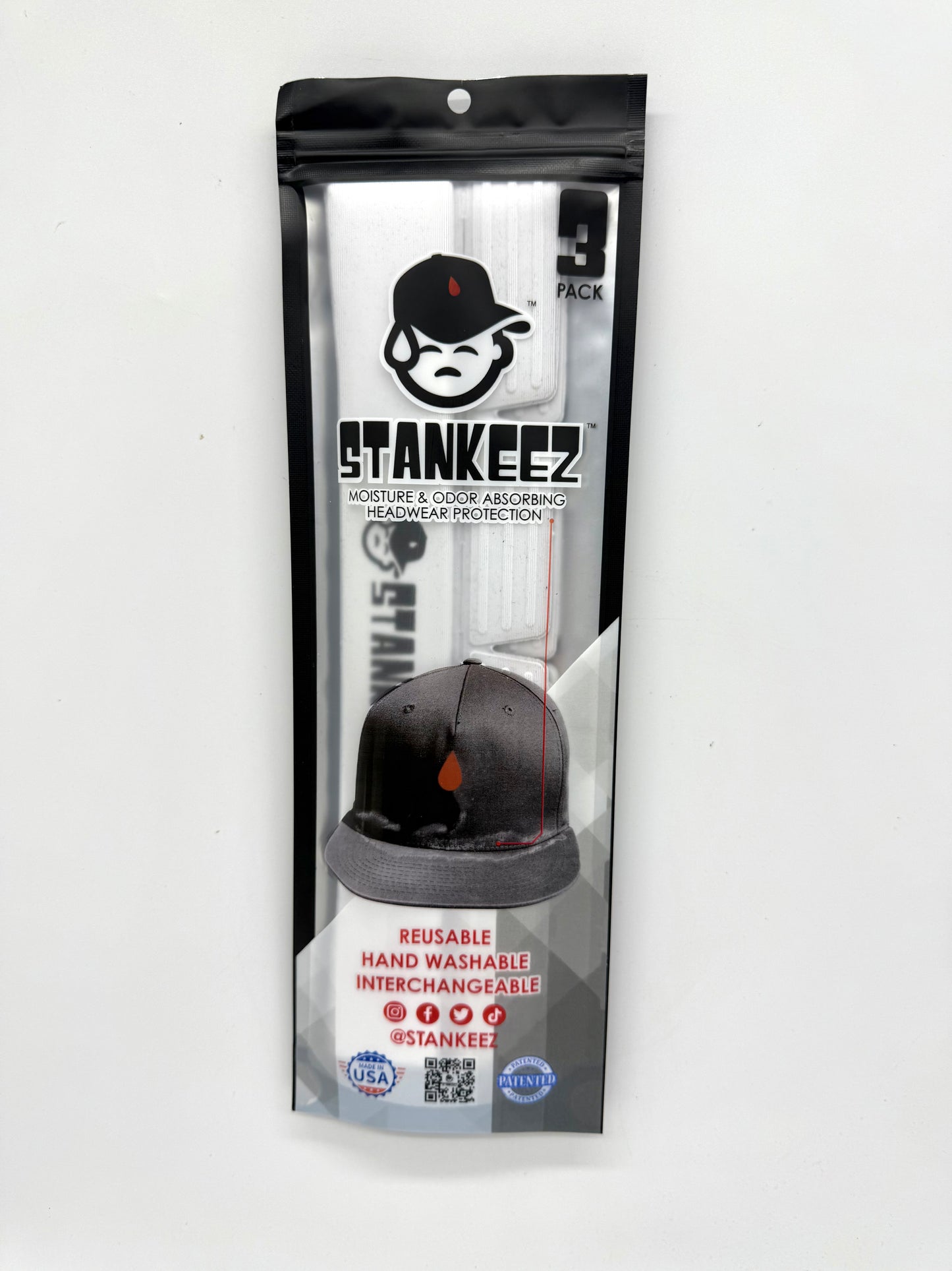 Reusable white no sweat hat liner by STANKEEZ – single pack